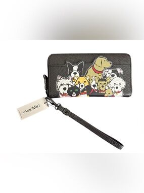 Marc Tetro Black Dog Print Zip-Around Wristlet Wallet